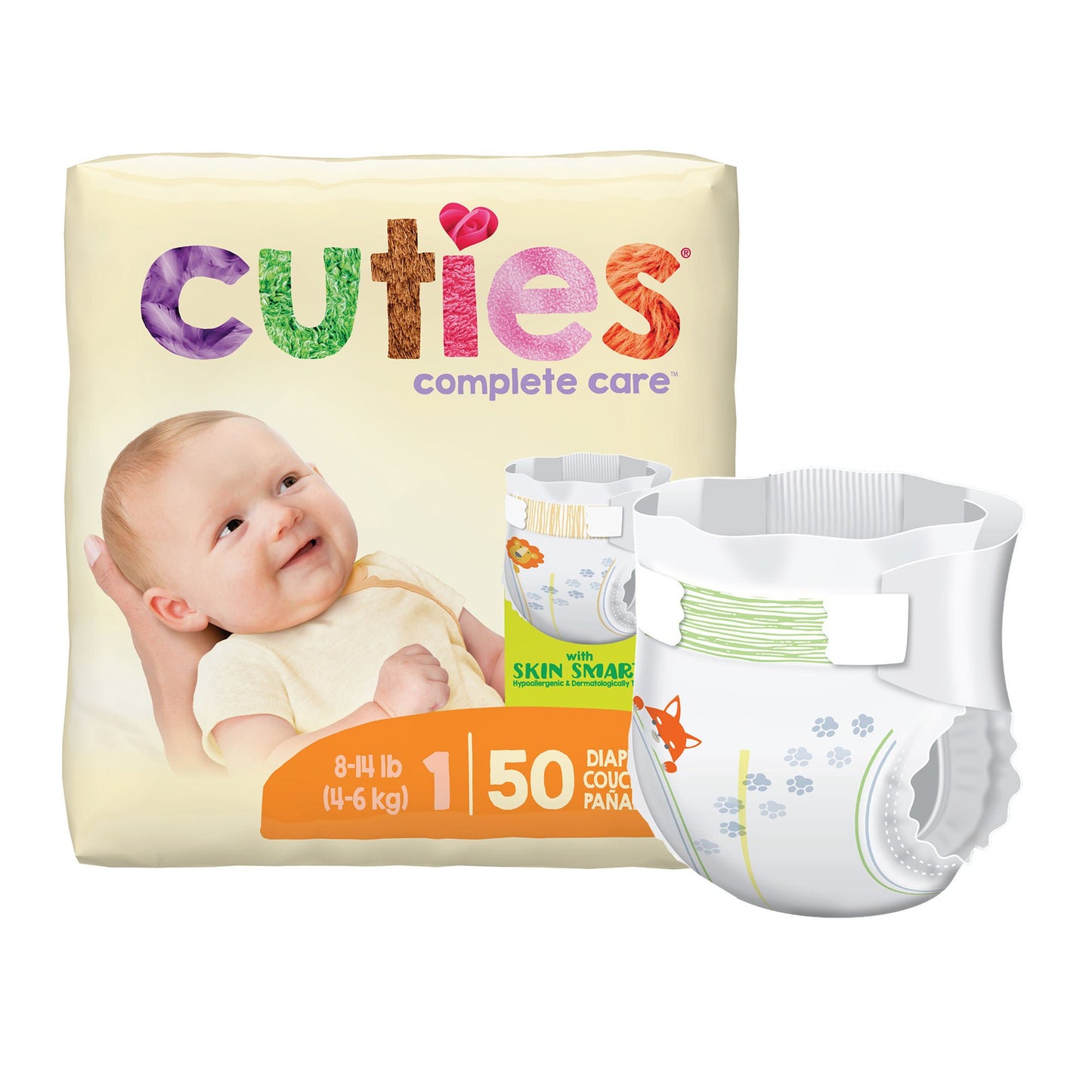 DIAPER, BABY CUTIES SIZE1 (50/PK 4PK/CS)