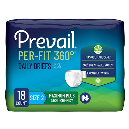 BRIEF, PREVAIL PER-FIT MAX+ ABSRB SZ2 45"-62" (18/PK 4PK/CS)