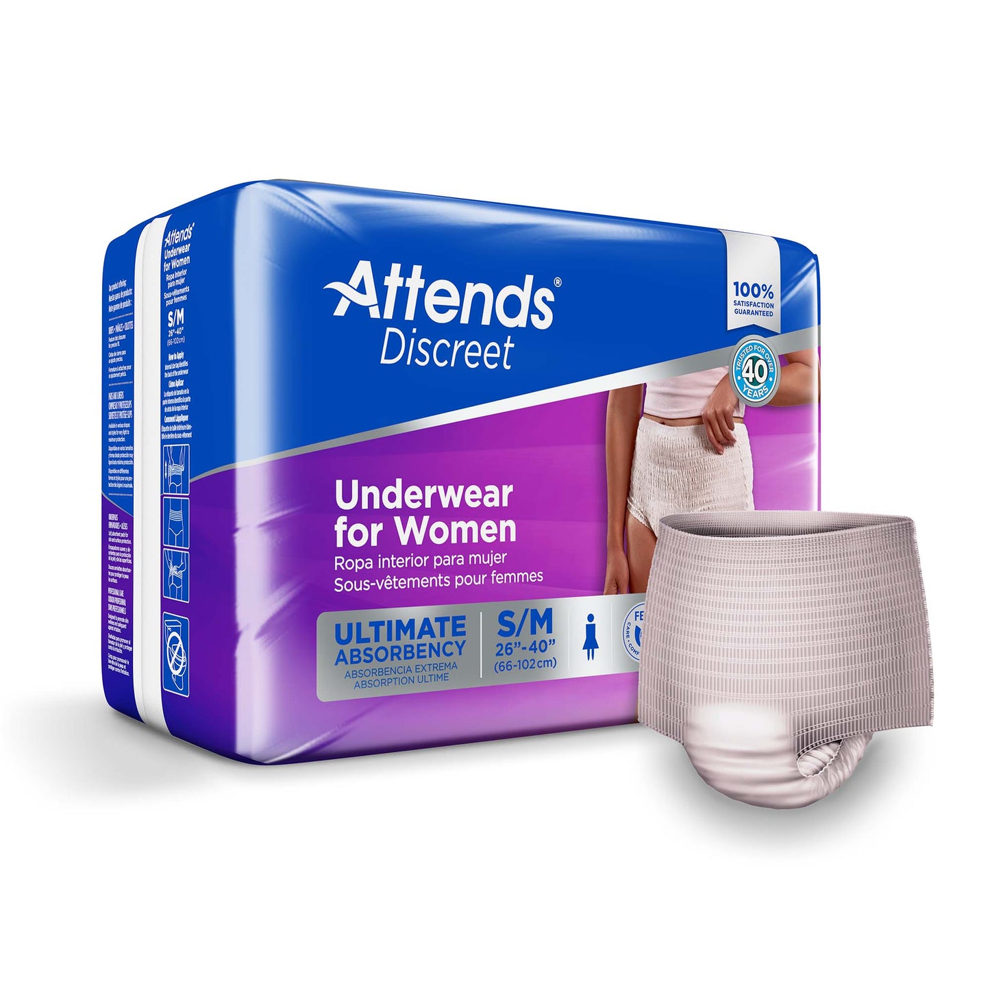 UNDERWEAR, DISCREET ATTENDS FML SM/MED (20/BG 4BG/CS)