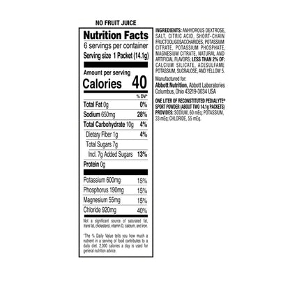 PEDIALYTE, PDR SPORT LEMON LIME 14.1GM (6/PK 6PK/CS)