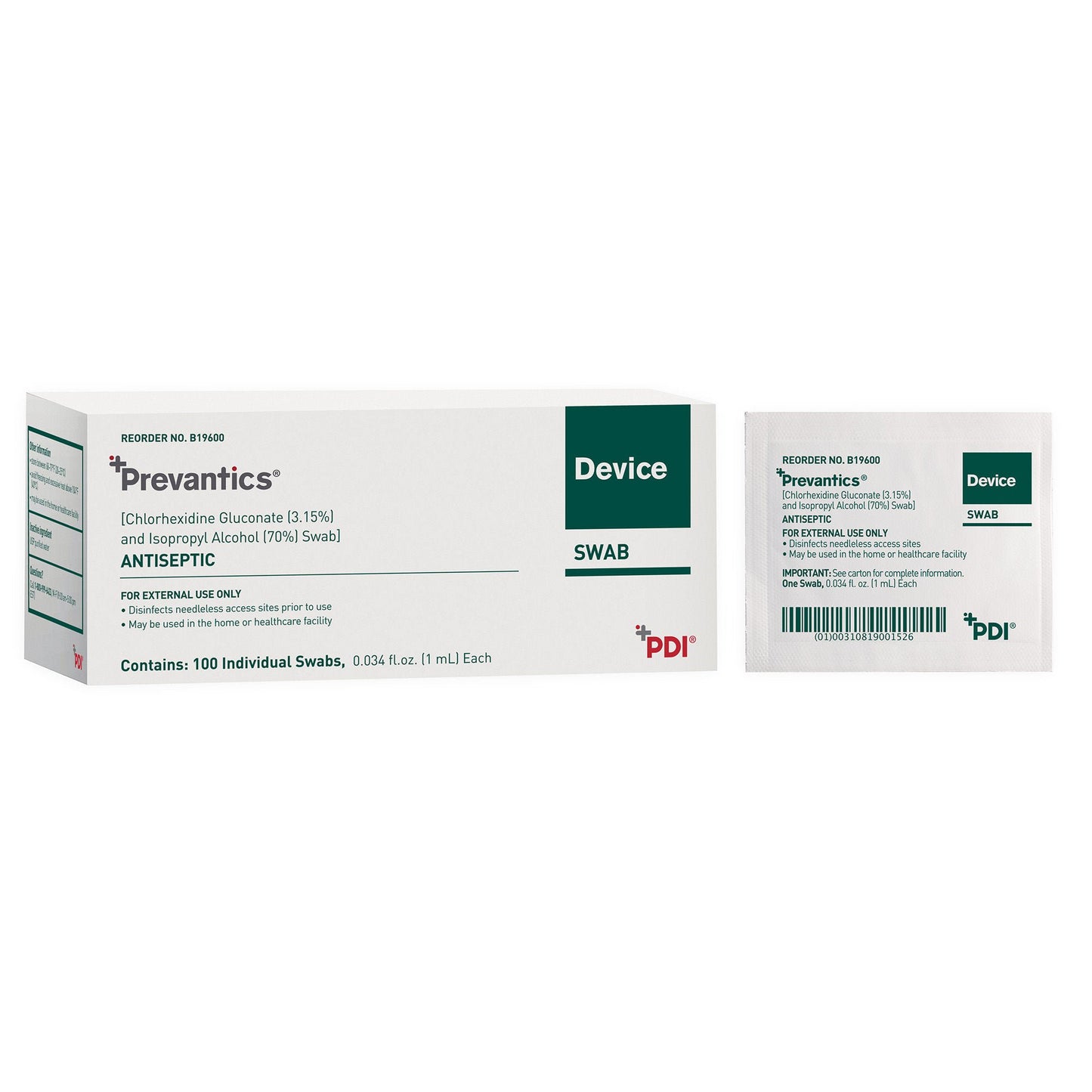 SWAB, DEVICE PREVANTICS ANTISEPTIC 1ML (100/BX 10BX/CS)