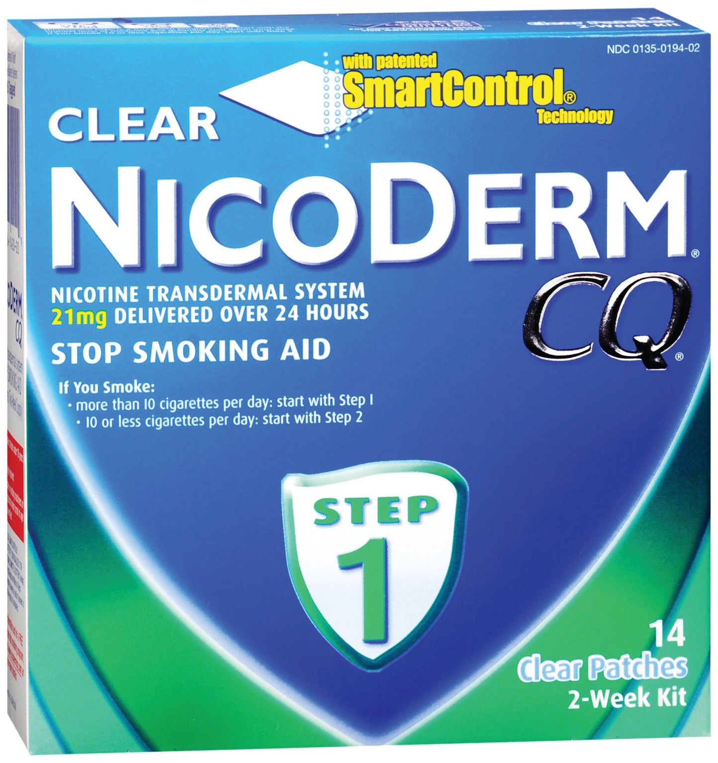 NICODERM CQ, PATCH CLR 21MG/24HR (14/BX)