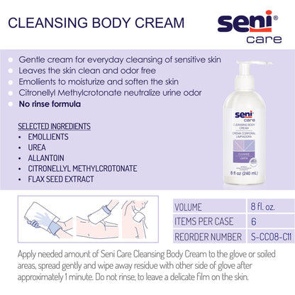 CREAM, CLEANSING SENI CARE NO RINSE 8OZ (6/CS)