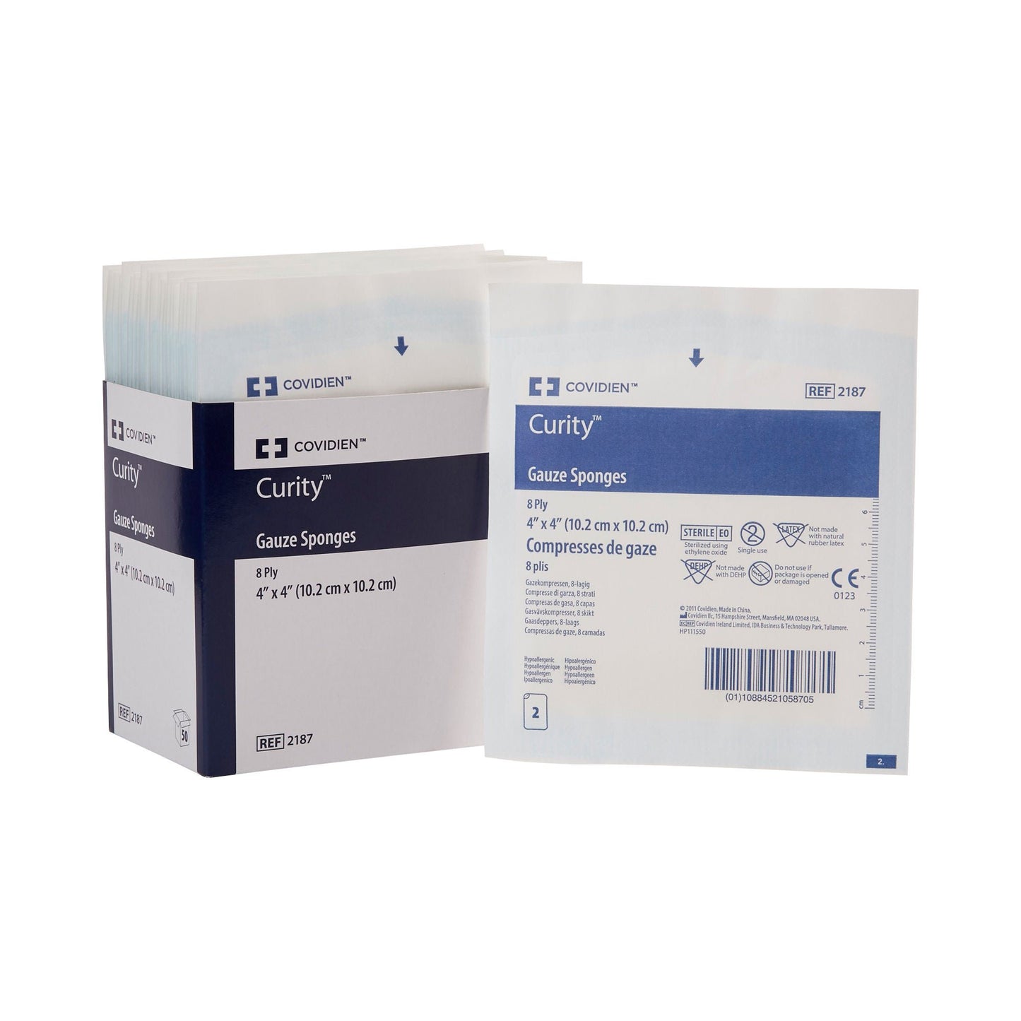 SPONGE, GAUZE 8PLY STR 4"X4" (2/PK 25PK/TR)