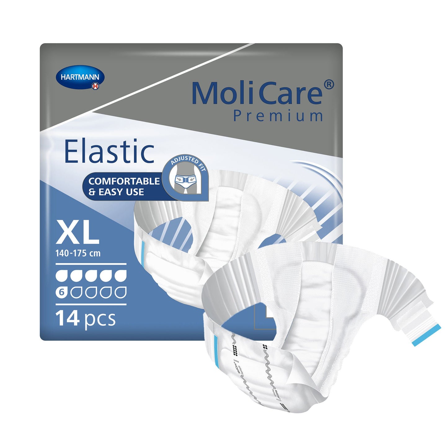 BRIEF, MOLICARE PREMIUM ELAS DISP 6D XLG (14/BG 4BG/CS)