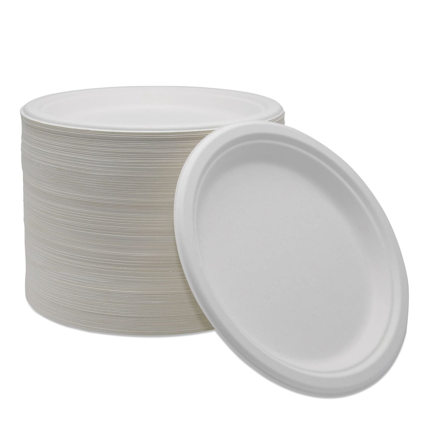 PLATES, FIBER BAGASSE SUGARCANE WHT 9" (500/CS)