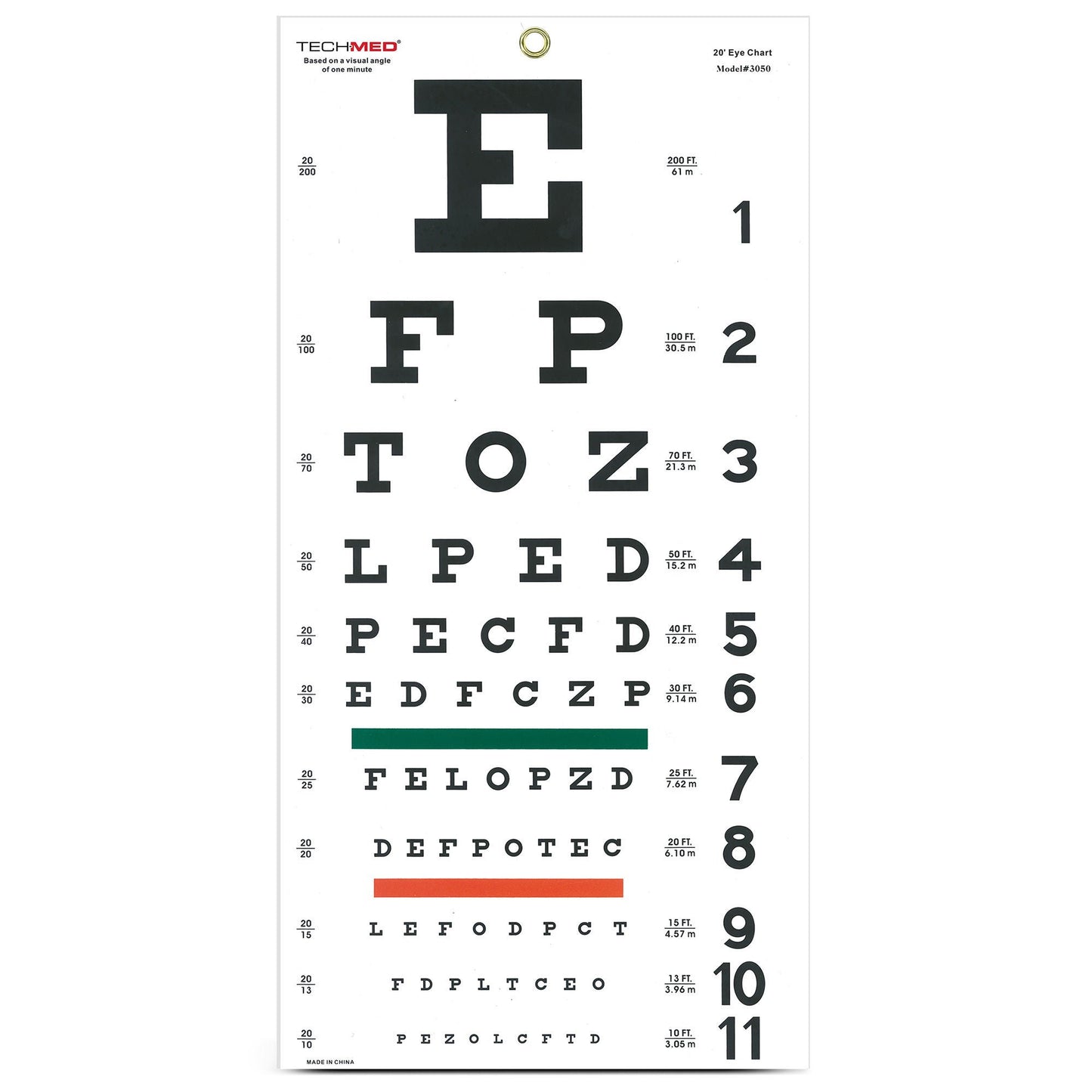 CHART, SNELLEN EYE PLAS MOOREM