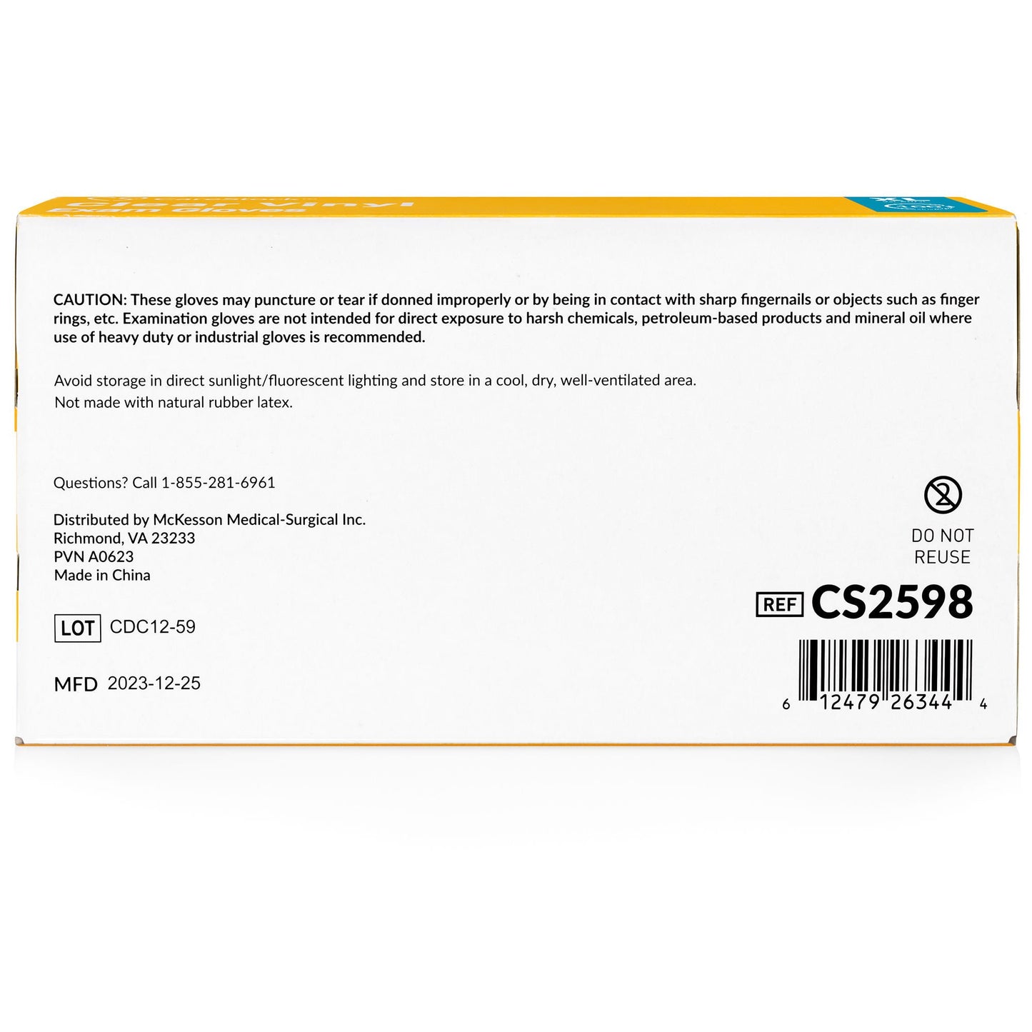 GLOVE, EXAM VNYL XL N/S (100/BX 10BX/CS)
