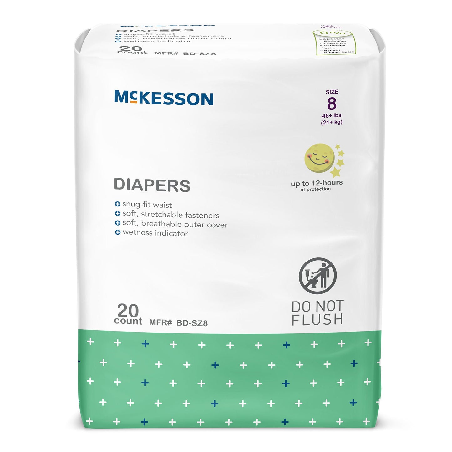 DIAPER, BABY SZ8 46+LBS (20/BG 4BG/CS)