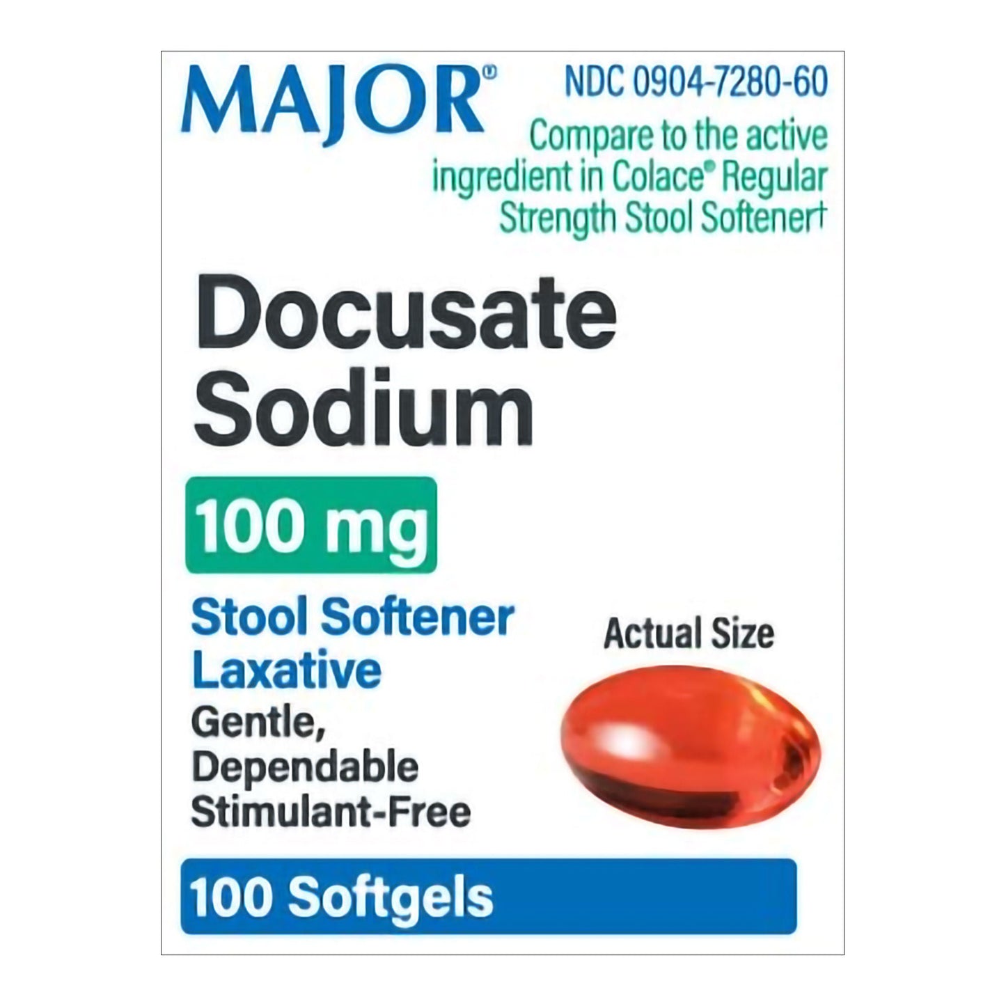 DOCUSATE SODIUM, CAP SGEL 100MG (100/BT)