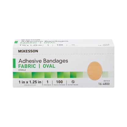 BANDAGE, ADH FABRIC OVAL 7/8"X1 1/4" (100/BX 24BX/CS)