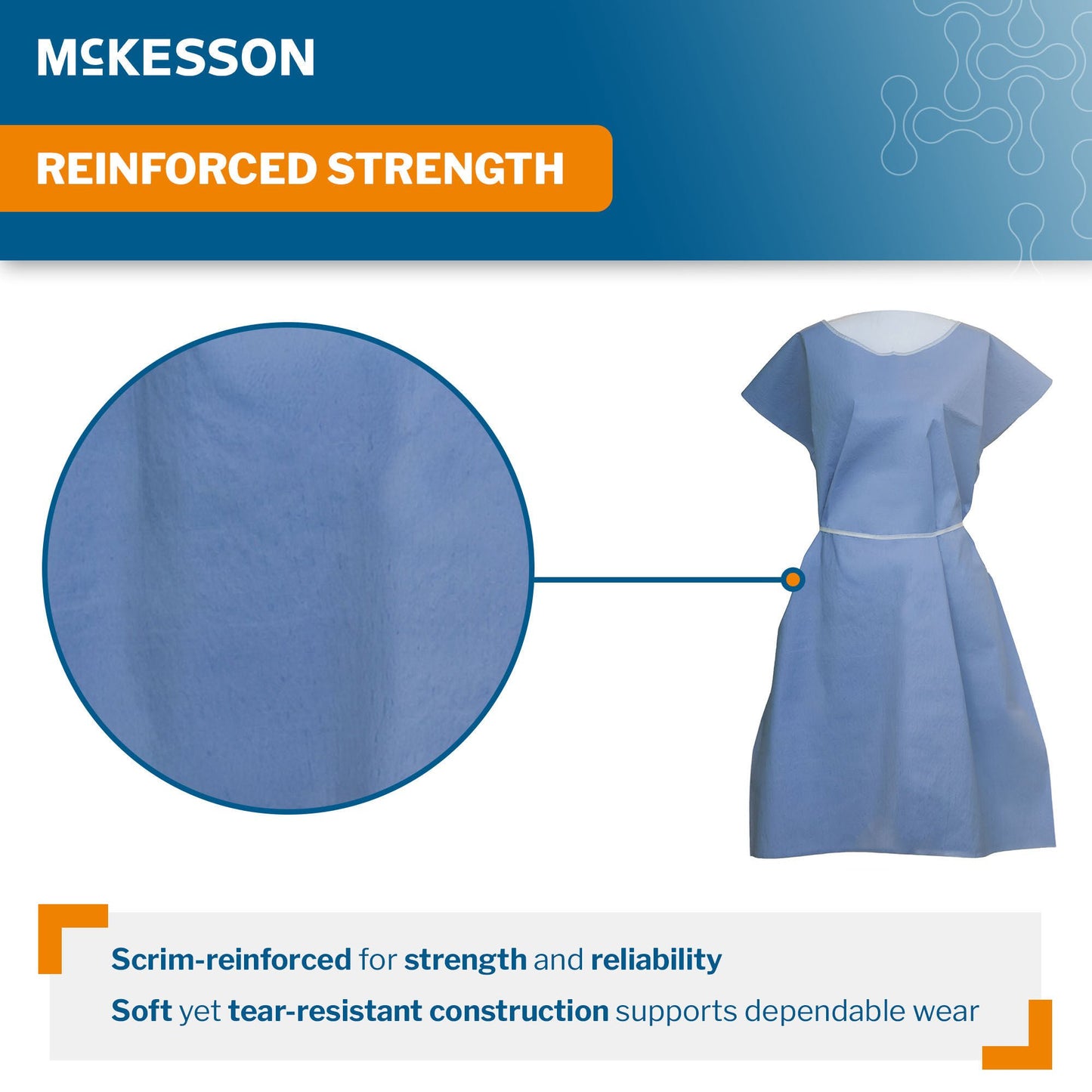 GOWN, EXAM SCRIM REINF BLU OSFM (25/CS)