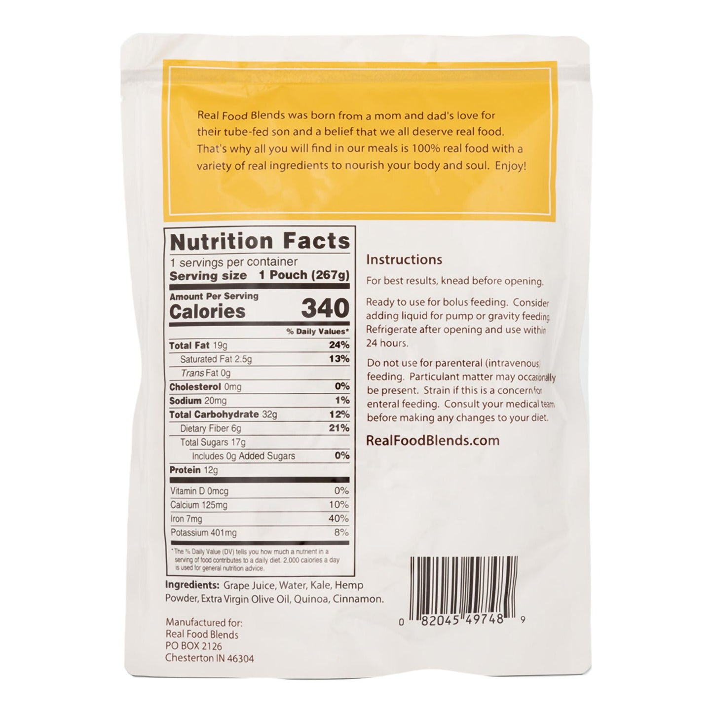 ENTERAL FEEDING, QUINOA/KALE &HEMP (12/CS)