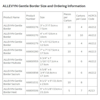 DRESSING, ALLEVYN GENTLE BRDR 5"X5" (10/BX 4BX/CS)