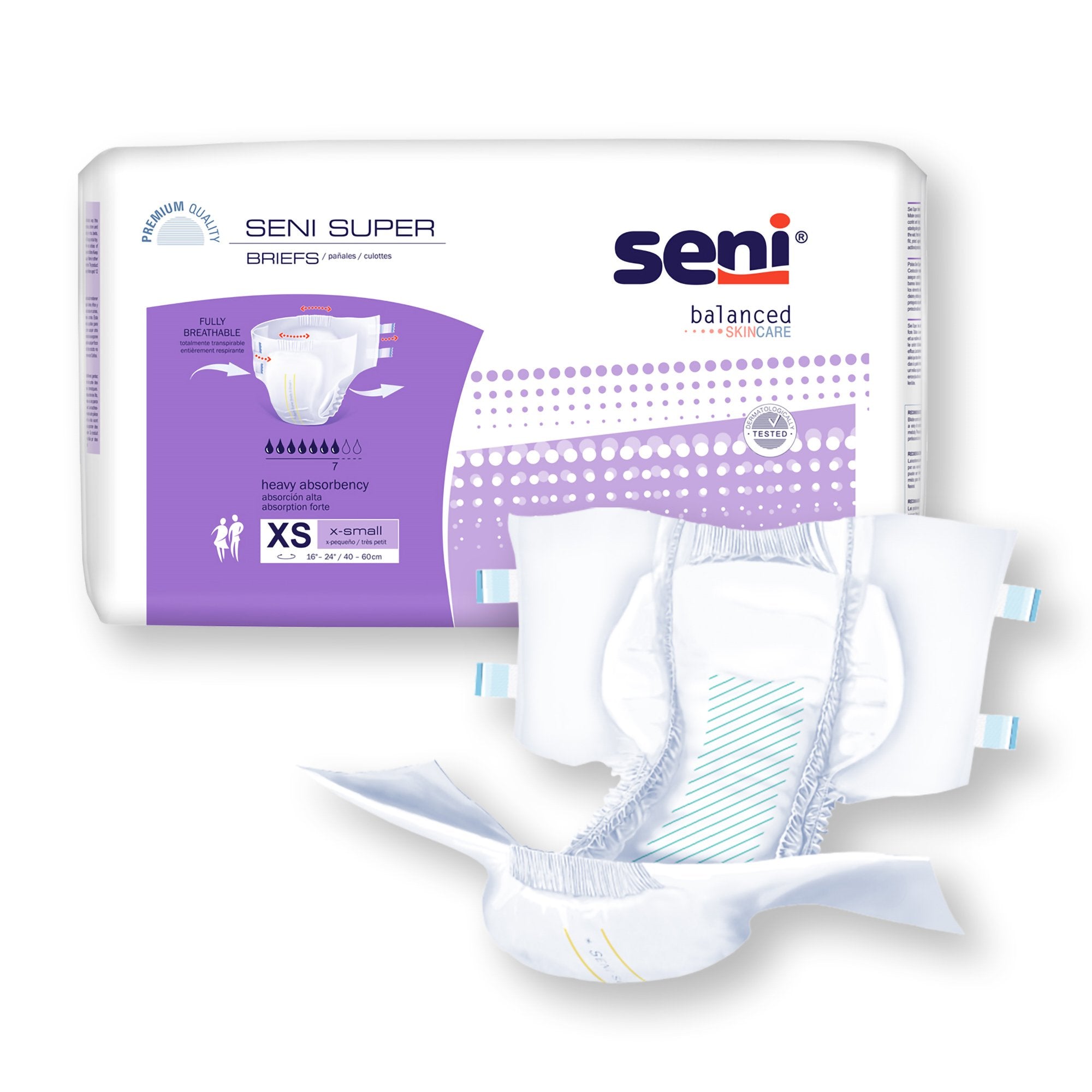 Seni® Super Heavy Absorbency Incontinence Brief, Extra Small