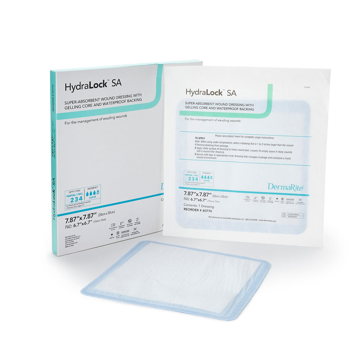 DRESSING, HYDRALOCK SUPER ABSORBENT 7"X7" (10/BX)