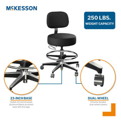 STOOL, EXAM PNEU 5LEG BCK FT BLK