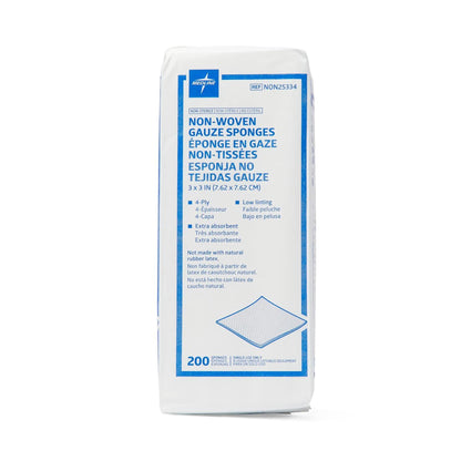 SPONGE, GAUZE 4PLY N/S N/WOVEN3"X3"(200/BG 20BG/CS)