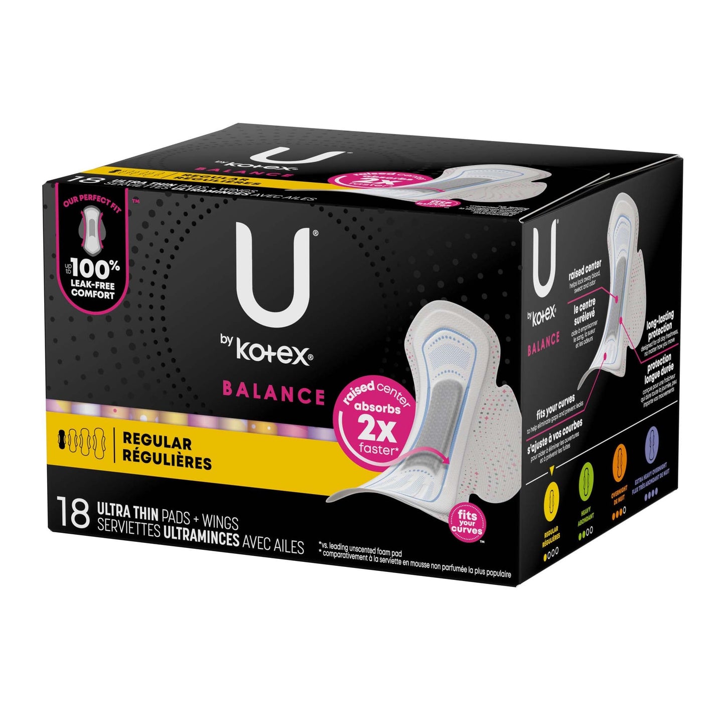 PAD, U BY KOTEX SUPER PREM ULTR THIN REG WING (18/PK 6PK/CS)