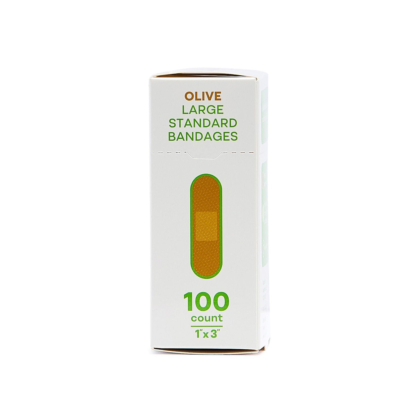 BANDAGE, STD ADH LF OLIVE SKINTONE GRN BX 1X3" (100/BX 12BX/