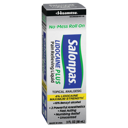 SALONPAS, ROLL ON LIDOCAINE PLUS PAIN 3OZ (3/PK 12PK/CS)
