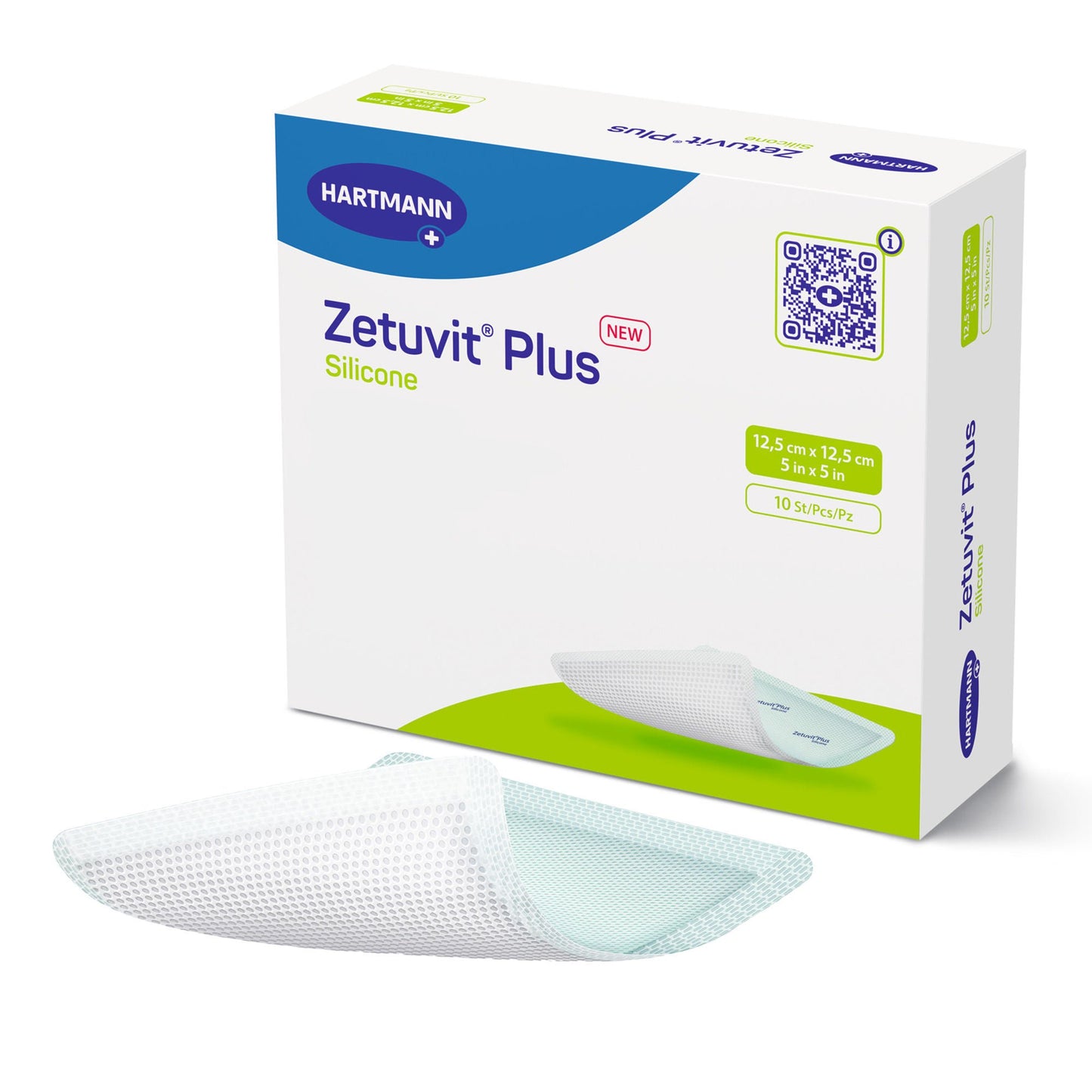 DRESSING, SUPER ABSRB SIL N/BRDR ZETUVIT PLUS 5"X5" (10/BX)