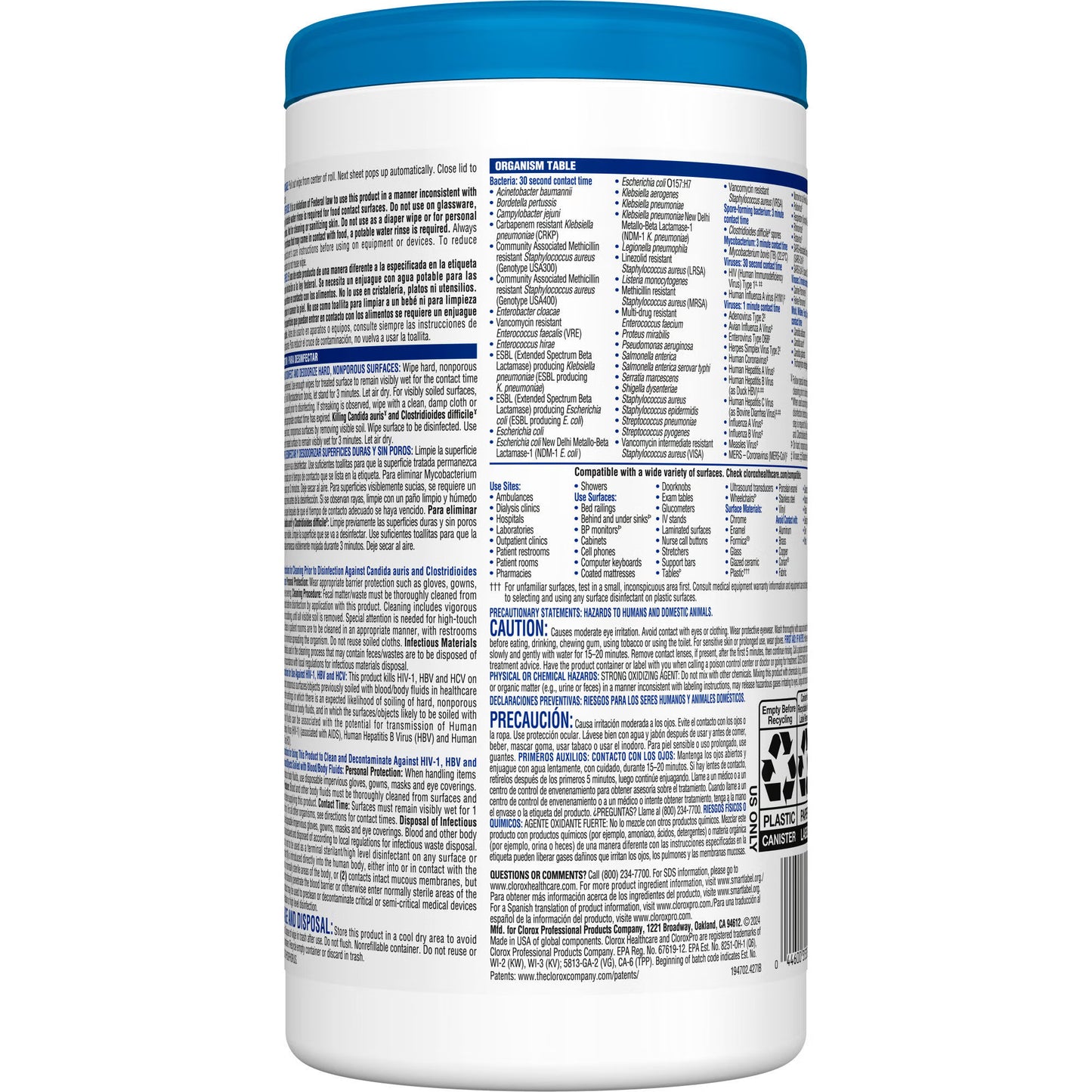 WIPE, GERMICIDAL CLOROX 6.75"XX9" 70/CT (6CT/CS) SALFLD