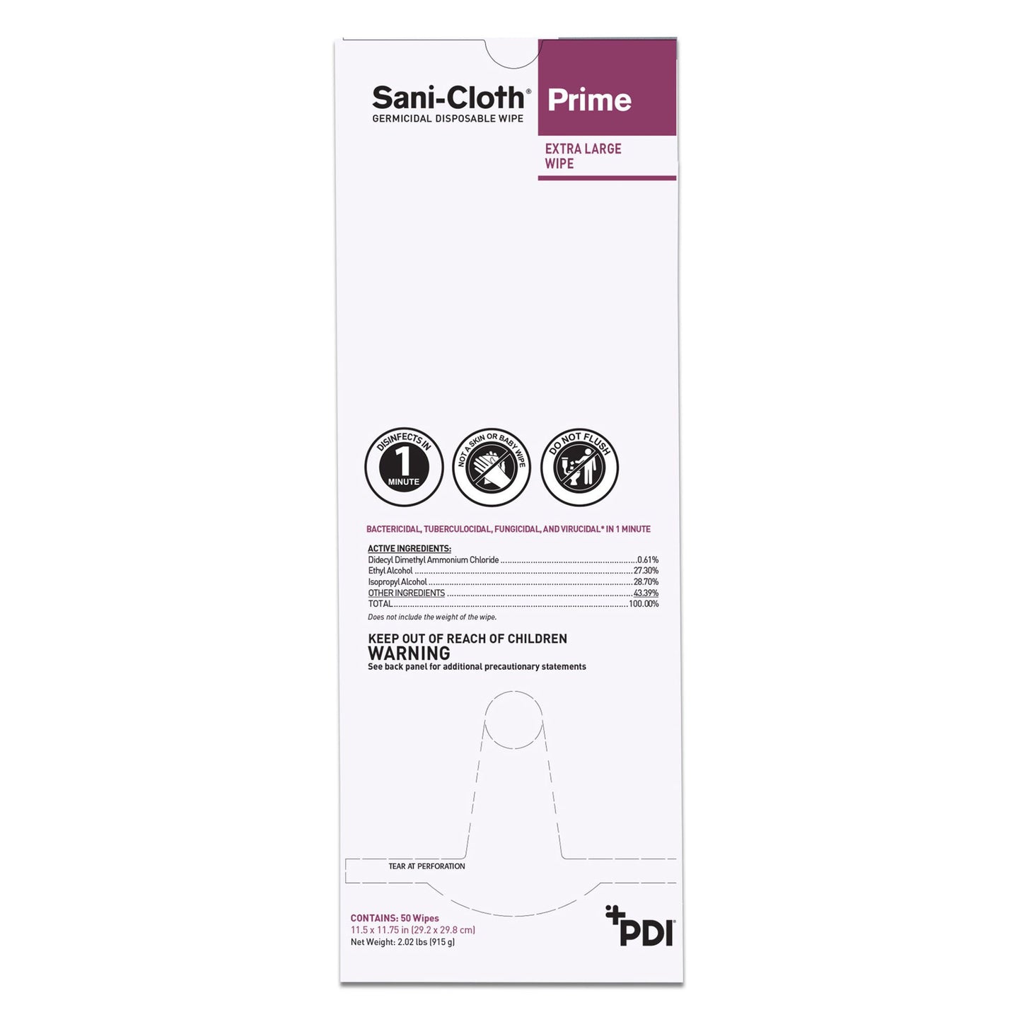 WIPE, GERMICIDAL SANI-CLOTH PRIME XLG (50BX 3BX/CS)