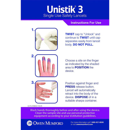 LANCET, UNISTIK III SNGL USE YLW 23GX1.8MM (100/BX