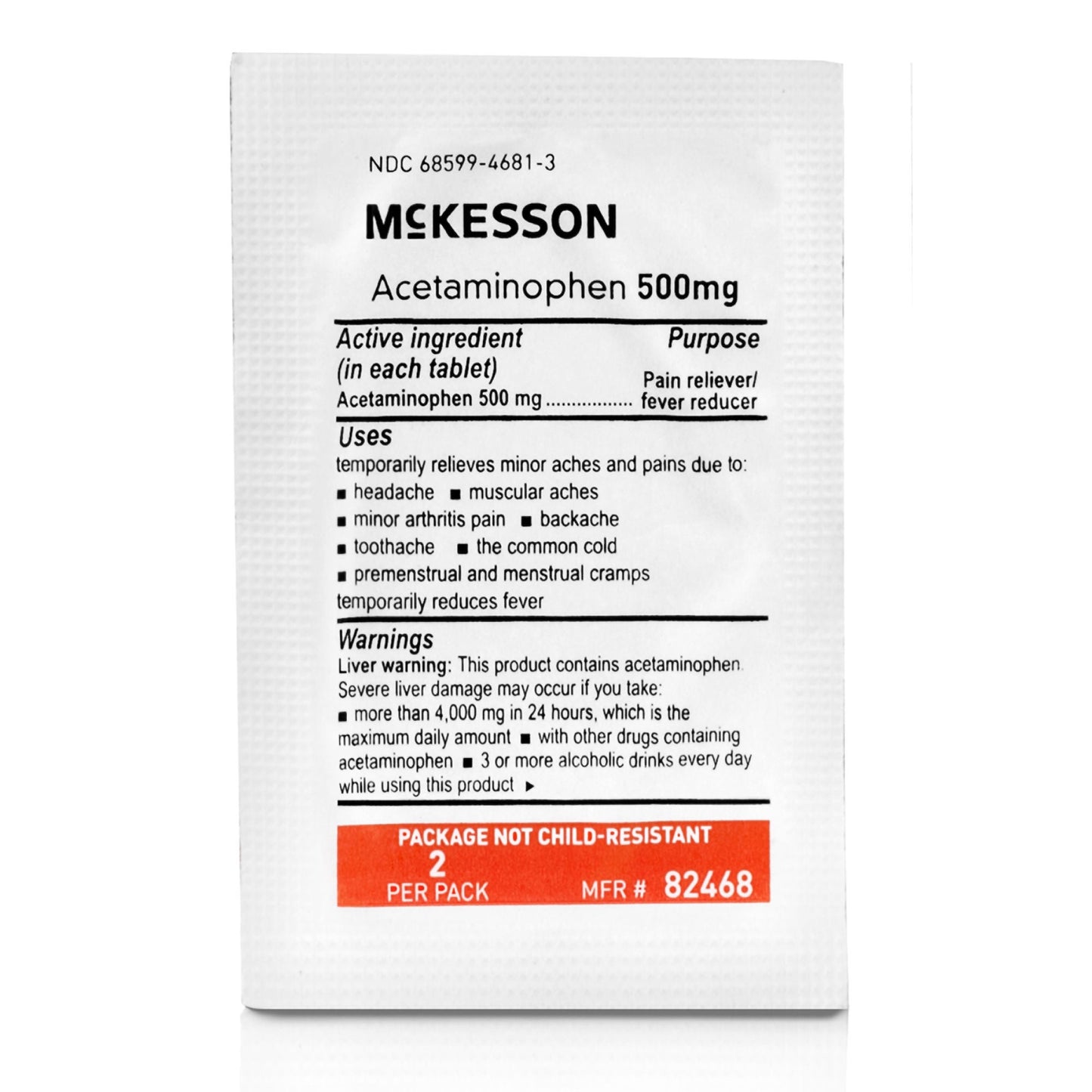 ACETAMINOPHEN TAB 500MG 250 X 2 UD BX 12BX/CS