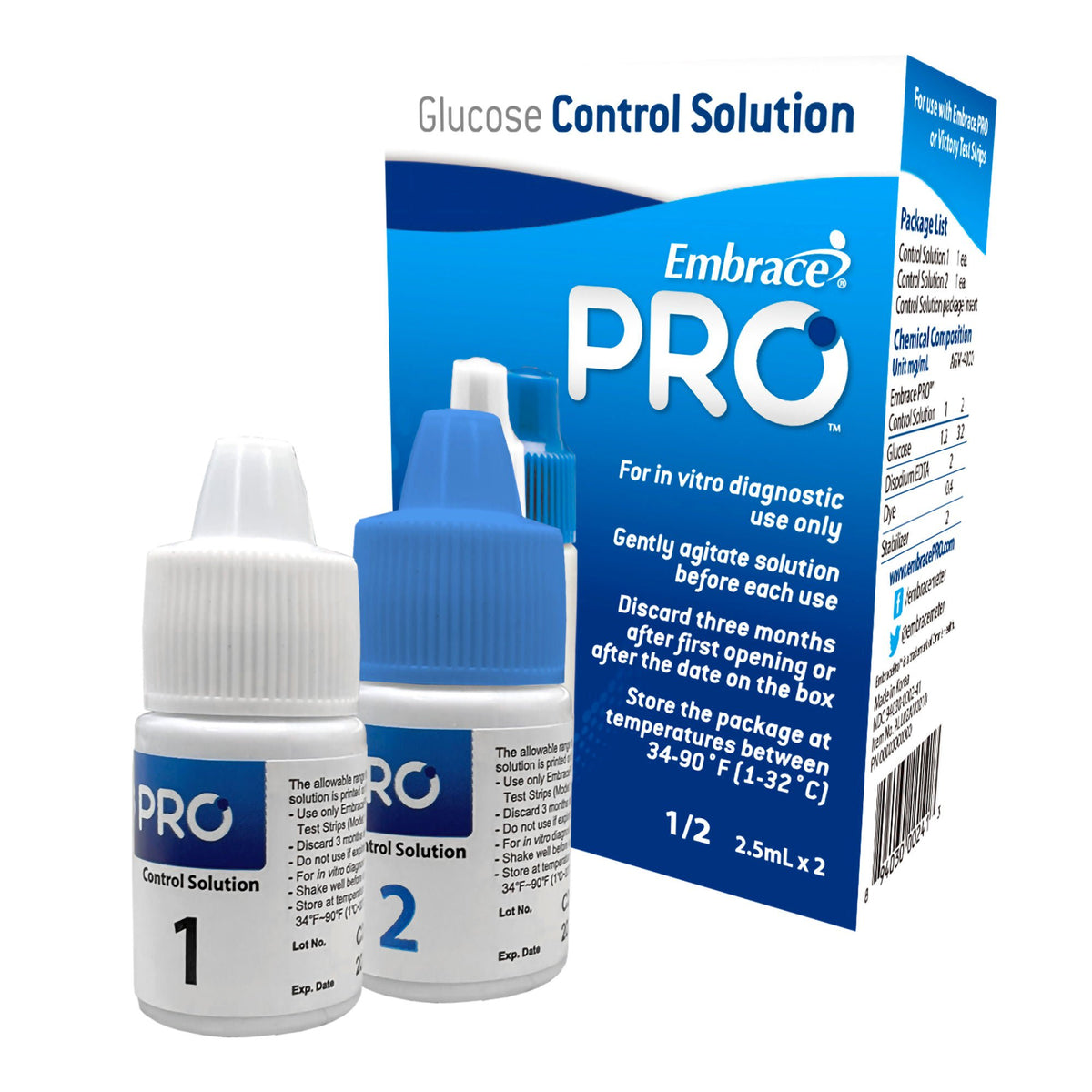 SOLUTION, CONTROL BLD GLUCOSEOSE EMBRACE PRO (2/VL)