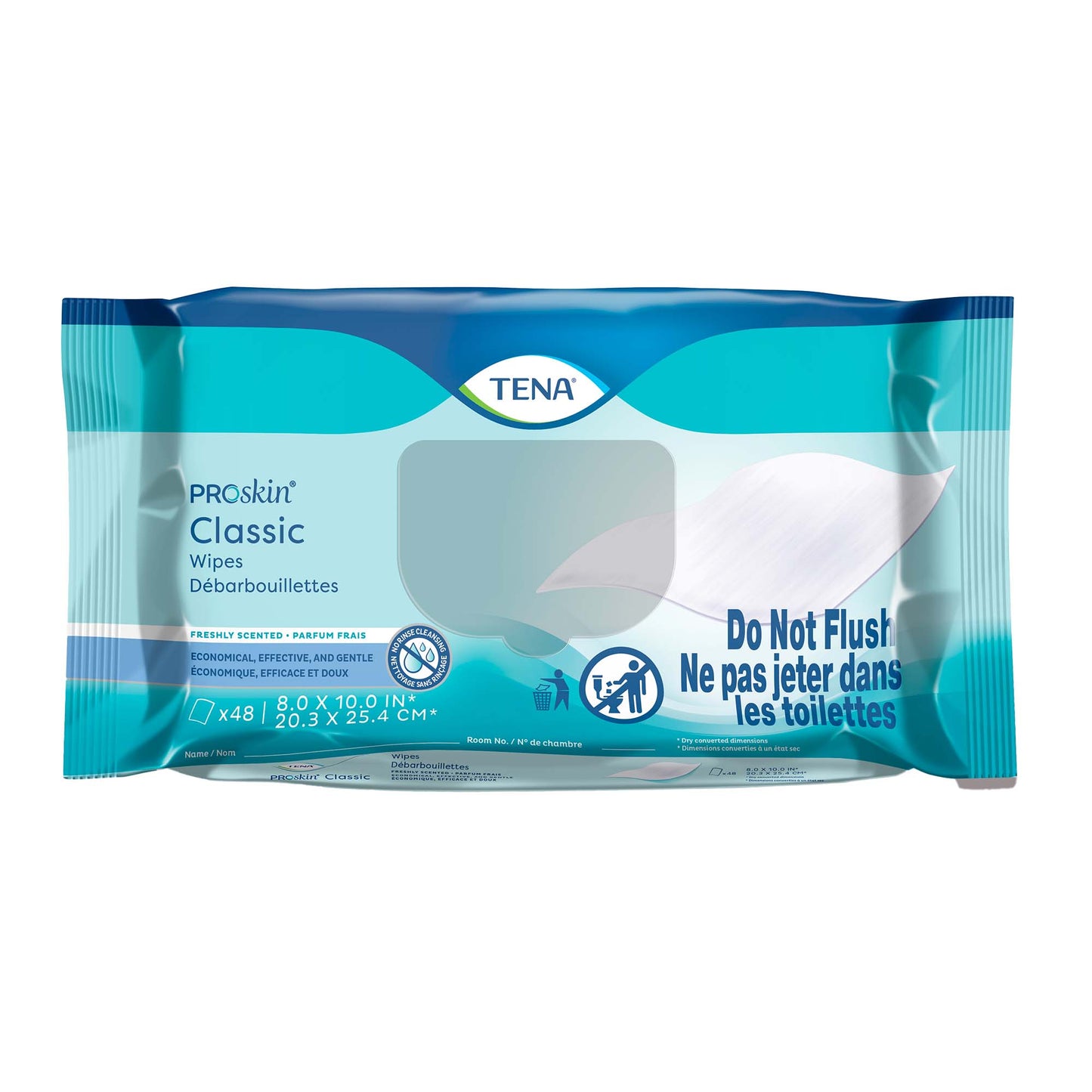 WIPES, CLASSIC TENA PROSKIN 8.0"X10.0" (48/PK 12PK/CS)