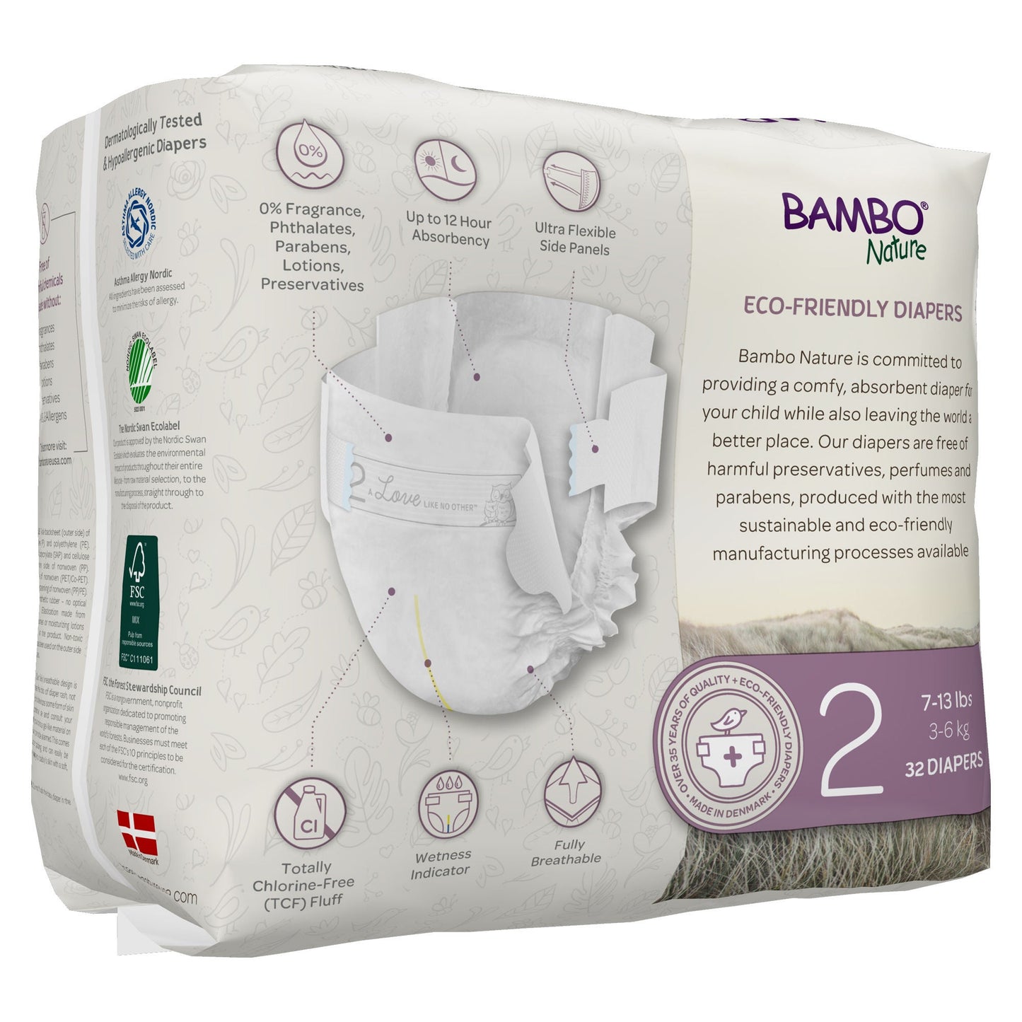 DIAPER, BABY BAMBO NATURE SZ2 (32/BG 6BG/CS)