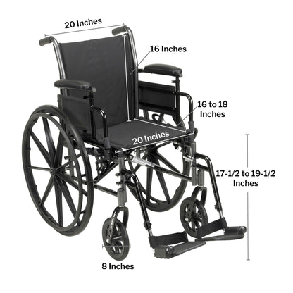 WHEELCHAIR, LIGHTWEIGHT CRUISER III 20" 300LB CAP