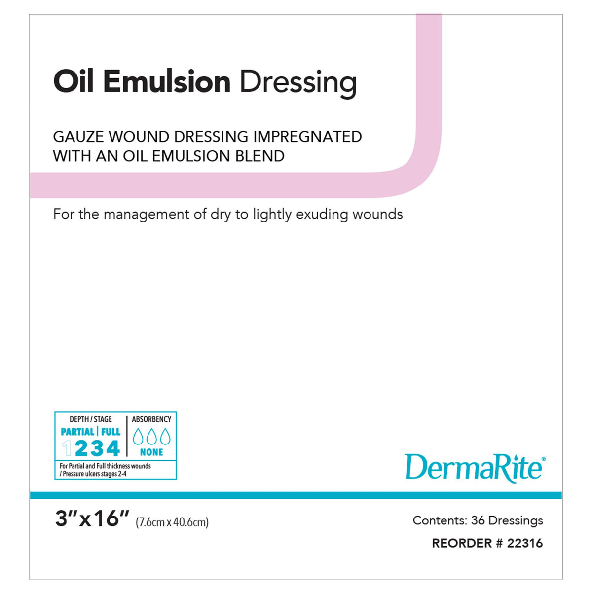 DRESSING, OIL EMULSION NON-ADHERENT 3"X16" (36/BX)