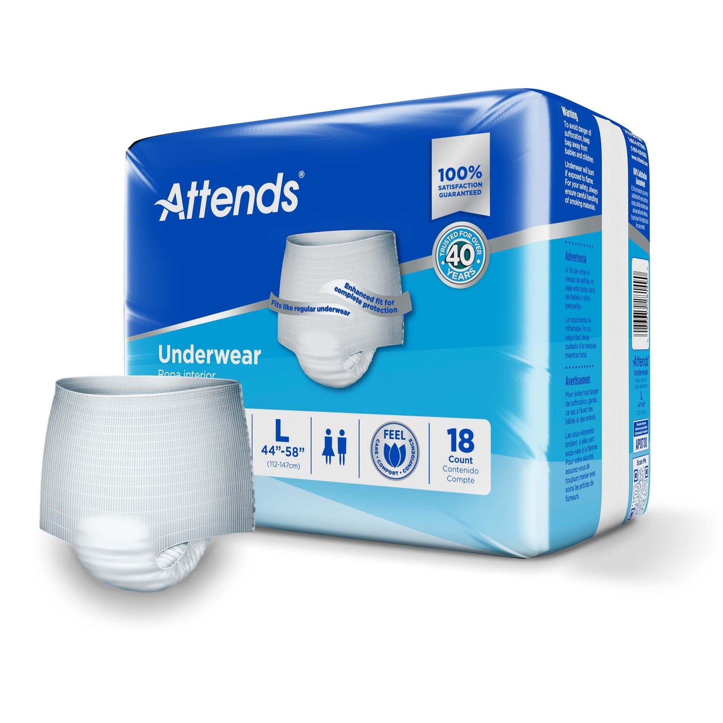UNDERWEAR, ATTENDS MAX ABSRB LG (18/BG 4BG/CS)