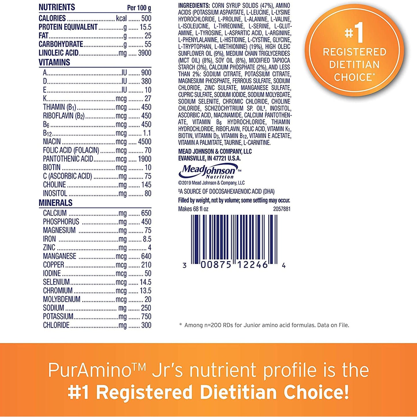 PURAMINO, PDR JR UNFLAV 14.1OZ(4/CS)