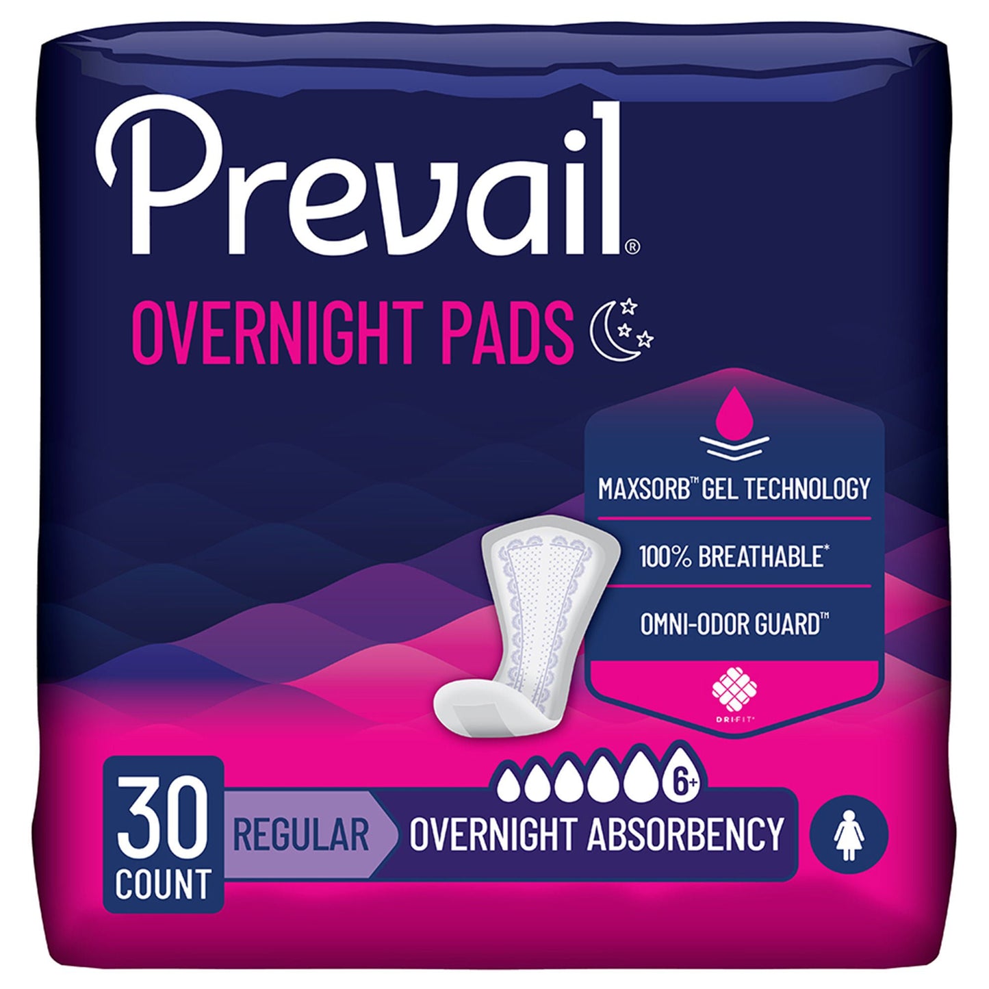 PAD, BLADDER CONTROL PREVAIL OVERNIGHT LNG 16" (30/BG 4BG/CS