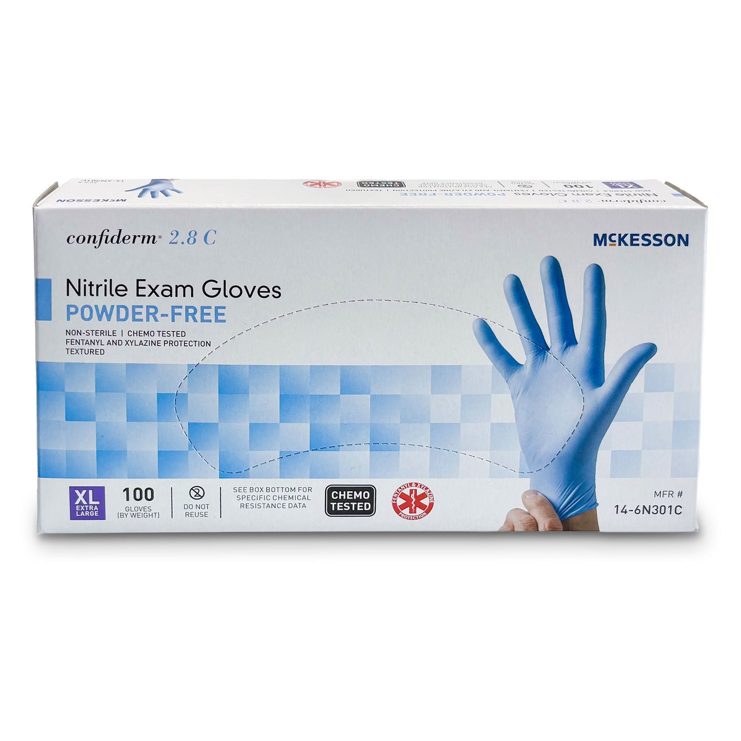 GLOVE, EXAM NITRL XLG N/S CONFIDERM 2.8C (100/BX 10BX/CS)