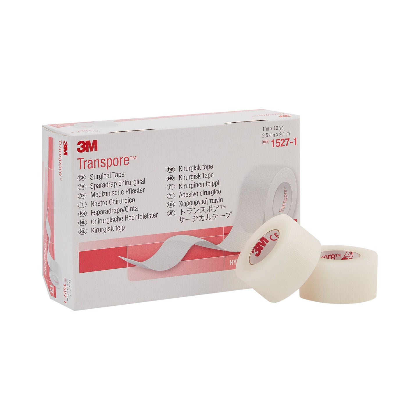 TAPE, ADHSV TRANSPORE 1"X10YDS(12RL/BX) 3M
