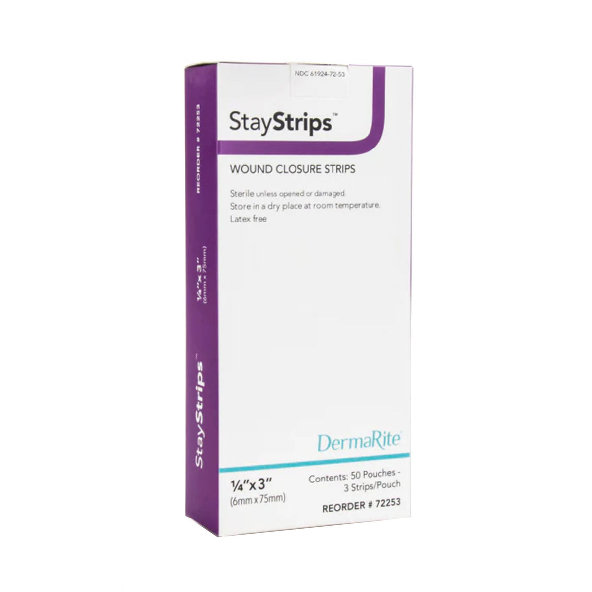 STRIPS, WOUND CLOSURE STAY STRIPS .25"X3" (50/BX)