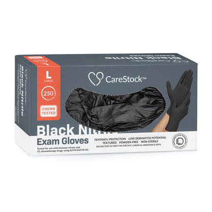 GLOVE, EXAM NTRL LG N/S CHEMO LDC BLK (250/BX 10BX/CS)