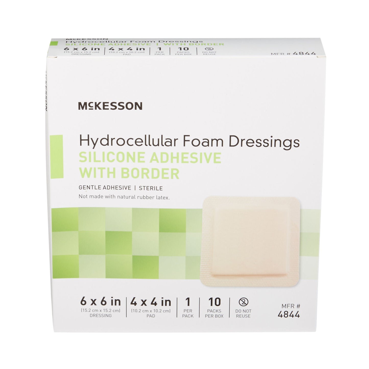 FOAM, ADH SIL W/BORDER 6"X6" (10/BX 20BX/CS)