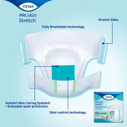 BRIEF, TENA SUPER STRCH MED/REG (28/BG 2BG/CS) SCAPER