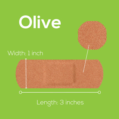 BANDAGE, STD ADH LF OLIVE SKINTONE GRN BX 1X3" (100/BX 12BX/