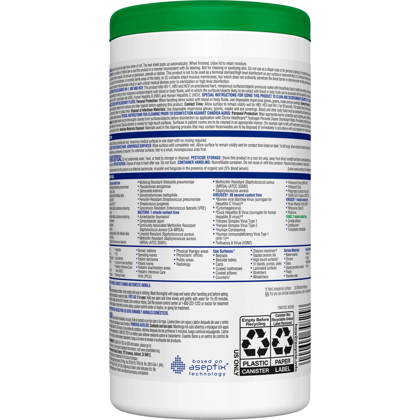WIPE, WET HYDROGENPEROXIDE 6.75X5.75(155/CT 6CT/CS)
