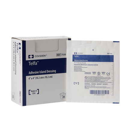 DRESSING, TELFA ISLAND 4"X4" (25/BX 8BX/CS) KENDAL