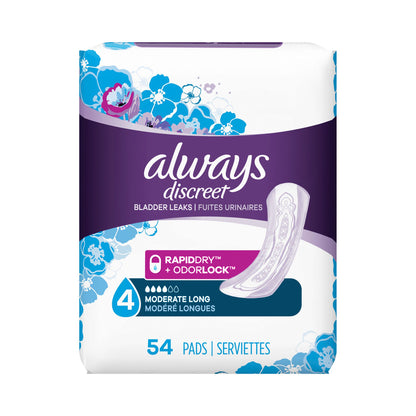 PAD, INCONTINENCE ALWAYS DISCREET LNG (54/PK 3PK/C