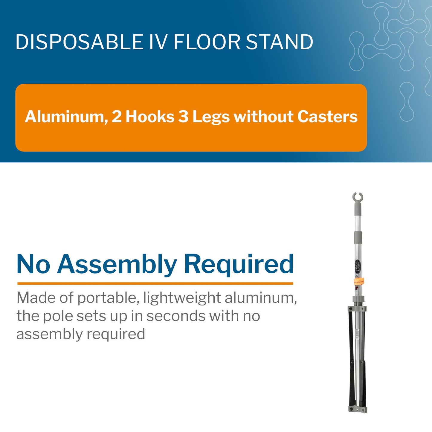 IV POLE, FLOOR DISP 3LEG 72" (12/CS)