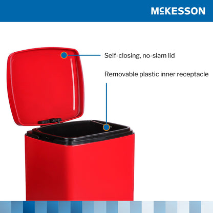 WASTECAN, STEP-ON SQ METAL RED20QT